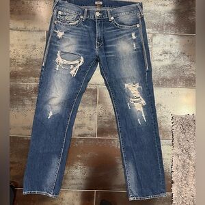 True Religion Ricky relaxed, distressed jeans size 38